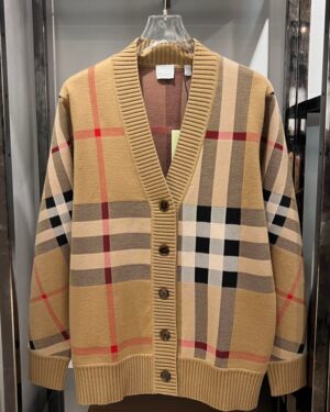 [버버리] 남녀공용 체크 울 블렌드 카디건