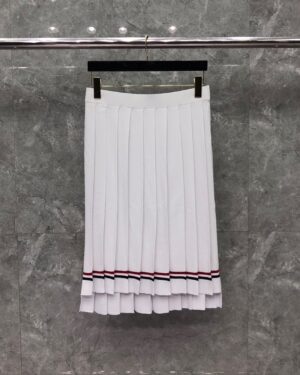 [톰브라운] 화이트 비스코스 엘리트 플리츠 스커트