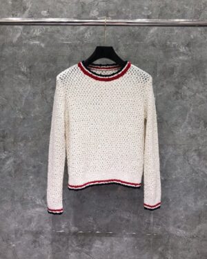 [톰브라운] 메리노 울 부클 혼방 크루넥 니트