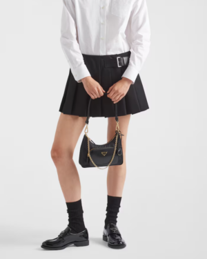 [프라다] 리나일론 및 브러쉬드 가죽 미니백 1BC198