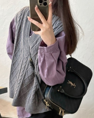 [생로랑] 라이아 퀼팅 램스킨 더플백 766785