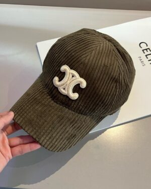 [셀린느] 남녀공용 트리옹프 로고 코듀로이 볼캡