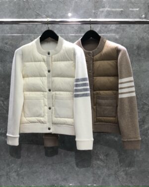 [톰브라운] 4선 패디드 라운드넥 울 가디건