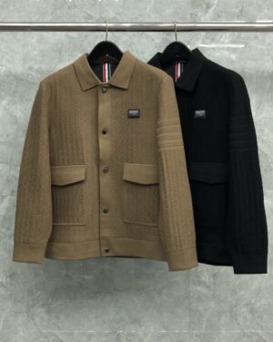 [톰브라운] 4선 울 코튼 버튼 가디건 자켓