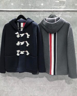 [톰브라운] 트윌 스티치 센터백 스트라이프 후드 더플 자켓