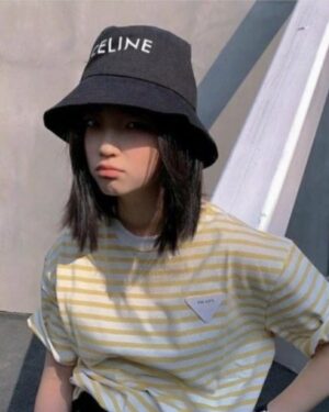 [셀린느] 레터링 자수 로고 버킷햇