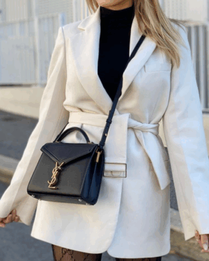 [생로랑] 박스 가죽 카산드라 미니 탑 핸들백 6239300