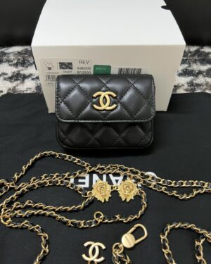 [샤넬] CC 미니 월렛 체인 플랩백 블랙 /브라운