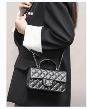 [샤넬] 탑핸들 뉴미니 램스킨 블랙 AS2431