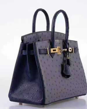 [에르메스] 버킨 25cm-30cm-35cm Gris Agate +Blue Iris 타조가죽 핸드백