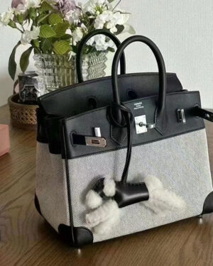 [에르메스] 버킨 25cm-30cm-35cm Toile swift 소가죽 블랙 은장 핸드백