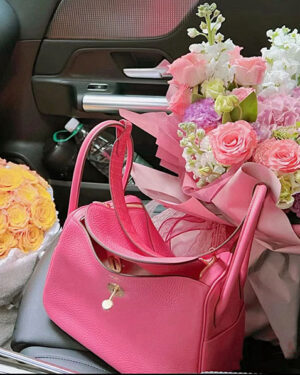 [에르메스] 린디 26cm(30cm) U5 Rose eLipstick Taurillon Clemence 송아지가죽 은장 금장 핸드백