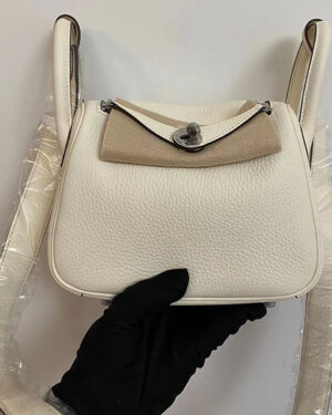 [에르메스] 미니 린디 Nata TC 송아지가죽 은장 숄더백