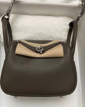 [에르메스] 미니 린디 46 Ebene Clemence 은장 숄더백