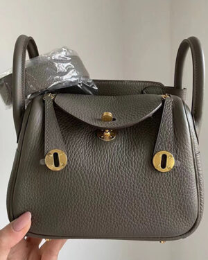 [에르메스] 미니 린디 8F Etain TC 금장 숄더백19CM/26CM