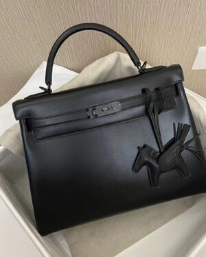 [에르메스] Kelly 켈리 32cm(25-28cm 주문가능) 블랙 BOX 송아지가죽 핸드백