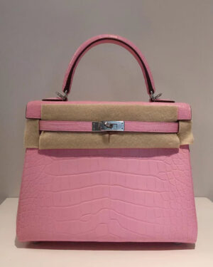 [에르메스] Kelly 켈리 25cm(28-32cm) Matte Alligator Crocodile 5P Pink 핸드백