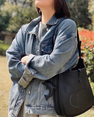 [에르메스] Evelyne 에블린 29cm Noir Clemence 송아지가죽 숄더백 은장