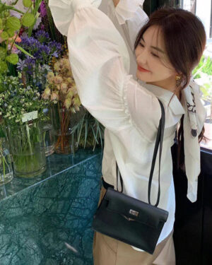 [에르메스] 켈리 kelly Danse 22cm 블랙 Swift 송아지가죽 숄더백 백팩