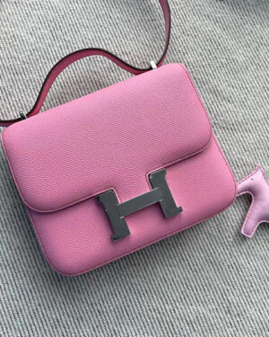 [에르메스] 콘스탄스 미니 19cm 5P Pink 🌸 🌸 Epsom송아지가죽 숄더백 은장