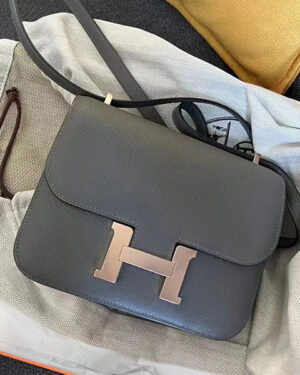 [에르메스] 콘스탄스 미니 19cm 0L Gris Meyer Epsom 송아지가죽숄더백 금장/은장