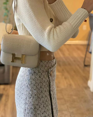 [에르메스] 콘스탄스 미니 19cm 8L Beton 악어가죽 숄더백 금장