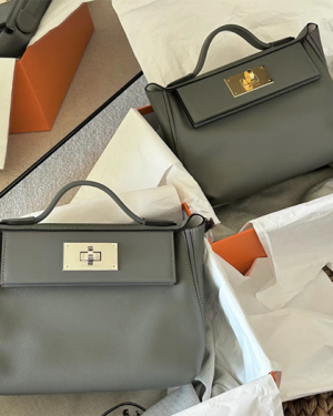 [에르메스] 켈리 2424 미니백 0L Gris Meyer evercolor+ swift소가죽