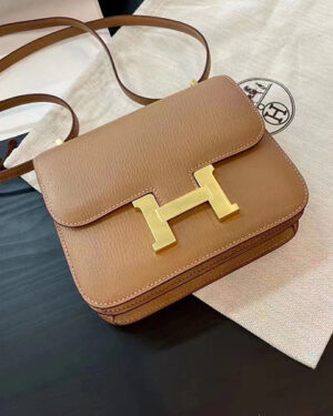 [에르메스] 콘스탄스 미니 19cm 2J Quebracho 산양가죽 숄더백 금장/은장