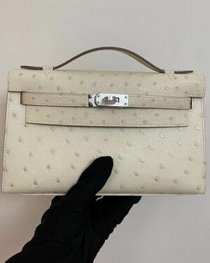 [에르메스] 미니 켈리포쉐트 타조가죽 Ostrich Nata 핸드백