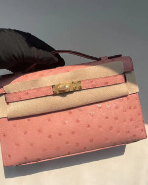 [에르메스] 미니 켈리포쉐트 타조가죽Ostrich 94 Terre Cuite 핸드백