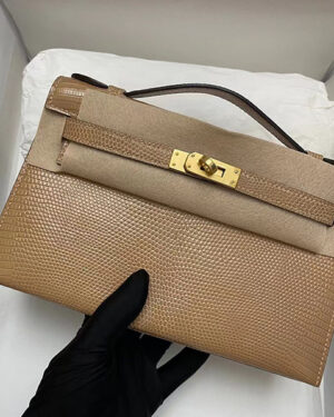 [에르메스] Kelly 켈리포쉐트 골드 도마뱀가죽 핸드백