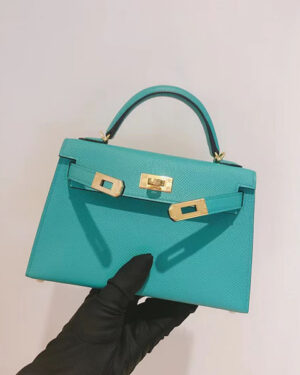 [에르메스] 미니 켈리 2 19cm Epsom 송아지가죽 U1 Vert Verone/9R Lime