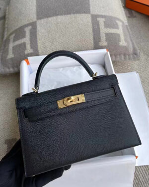 [에르메스] 미니 켈리 2 19cm Epsom 송아지가죽 Black/ CC10 Craie/0M Chai /CK37 Gold/