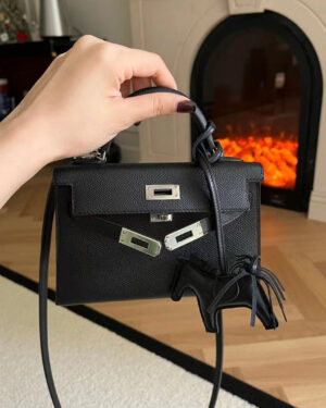 [에르메스] 미니 켈리 2 19cm Epsom 핸드백 Black/CC10 Craie/blue/1Q Rose Confetti/CK18 Etoupe