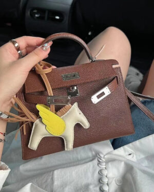 [에르메스] 미니 켈리 2 산양가죽  coffee/79 Aqua/3Q Rose Sakura/