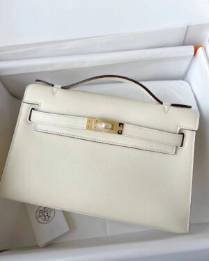 [에르메스] 미니 켈리포쉐트 swift 송아지가죽 핸드백 OM Chai/CK18 Etoupe/Nata