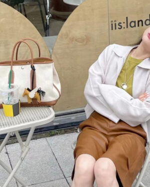 [에르메스] 가든파티 30cm 캔버스 Gold Negonda 금장 은장 핸드백