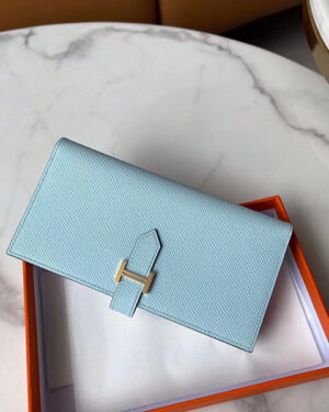 [에르메스] Bearn Compact 베안 장지갑 U2 Bieu Zephyr Epsom 송아지가죽 L 17.5*H 9 * P0.5CM