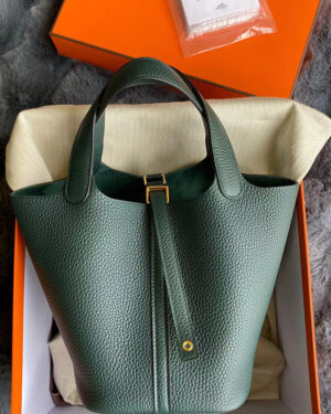 [에르메스] 피코탄 Picotin 18,22cm 6O Vert Cypres 금장 은장 핸드백