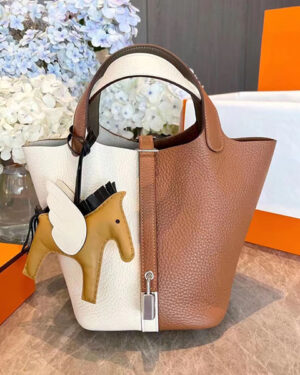 [에르메스] 피코탄 Picotin Nata X Gold X Etoupe 금장 은장 핸드백