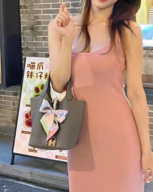 [에르메스] 피코탄 Picotin 8F Etain Clemence 금장 은장 핸드백