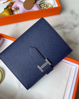 [에르메스] Bearn Compact 베안 반지갑 73 Blue Saphir+7W Bleu Izmir Epsom 송아지가죽