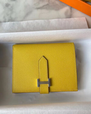 [에르메스] Bearn Compact 베안 반지갑 노랑 Epsom 송아지가죽