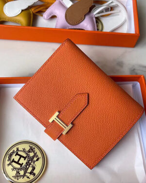 [에르메스] Bearn Compact 베안 반지갑 93 Orange Epsom 송아지가죽