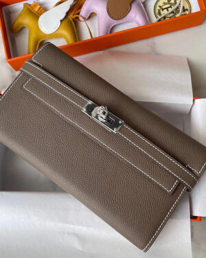 [에르메스] 켈리 클래식 장지갑 18 Etoupe Epsom 송아지가죽 L 19.7 *H 11.5 * P1.5CM