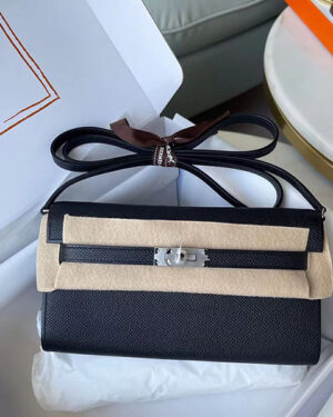 [에르메스] 켈리투고 woc장지갑 3T Carbone Epsom 송아지가죽