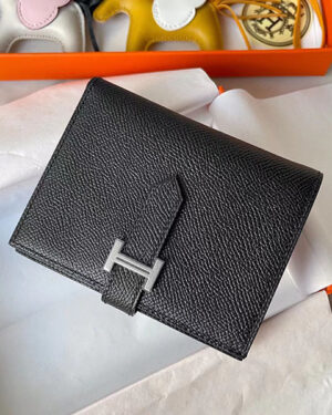 [에르메스] Bearn Compact 베안 반지갑 블랙 Epsom 송아지가죽 은장/금장