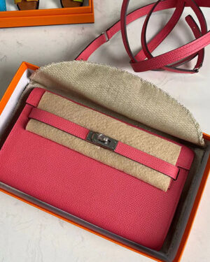 [에르메스] 켈리투고 woc장지갑 U5 Rose Lipstick Epsom 송아지가죽