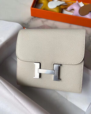 [에르메스] 콘스탄스 반지갑 CC10 Craie Epsom 송아지가죽 은장