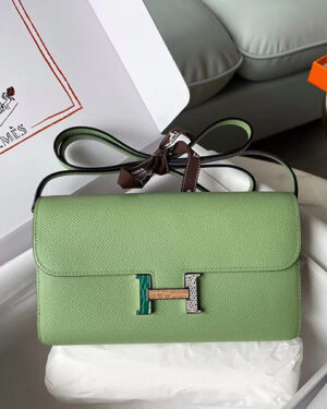 [에르메스] 콘스탄스 롱투고 woc 장지갑 3I Vert Criquet Epsom 송아지가죽